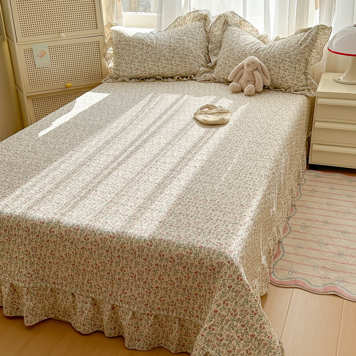 91家纺网 家纺一手货源 找家纺 欧尚 2025新款云柔棉床盖四件套 花枝语