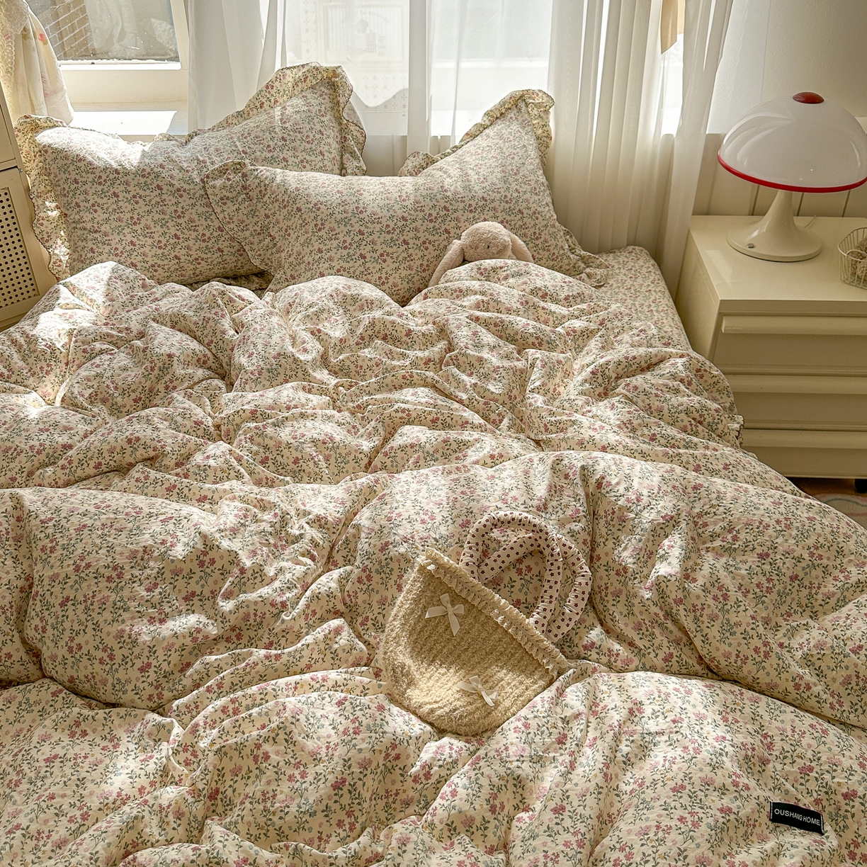 91家纺网 家纺一手货源 找家纺 欧尚 2025新款云柔棉床盖四件套 花枝语