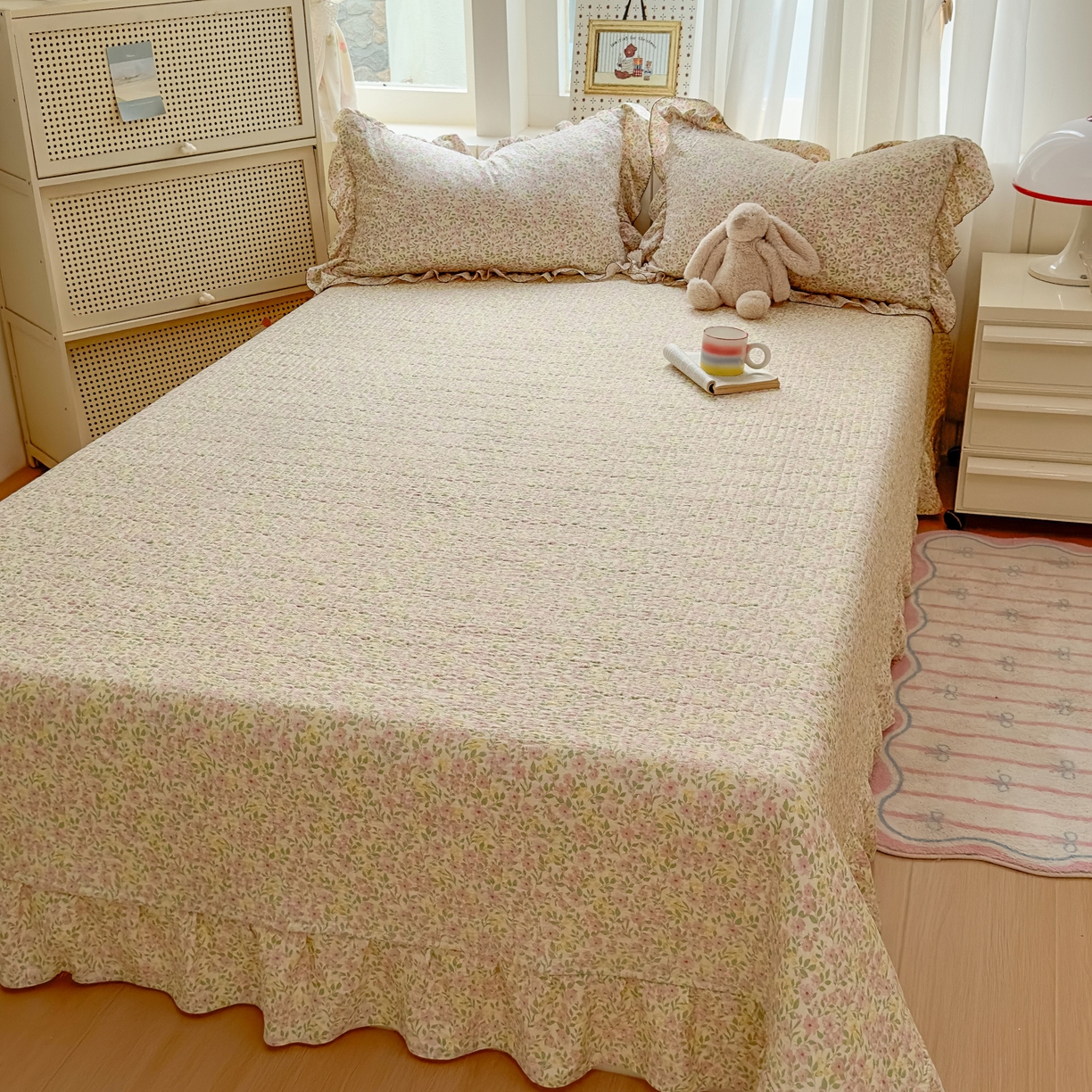 91家纺网 家纺一手货源 找家纺 欧尚 2025新款云柔棉床盖四件套 花落