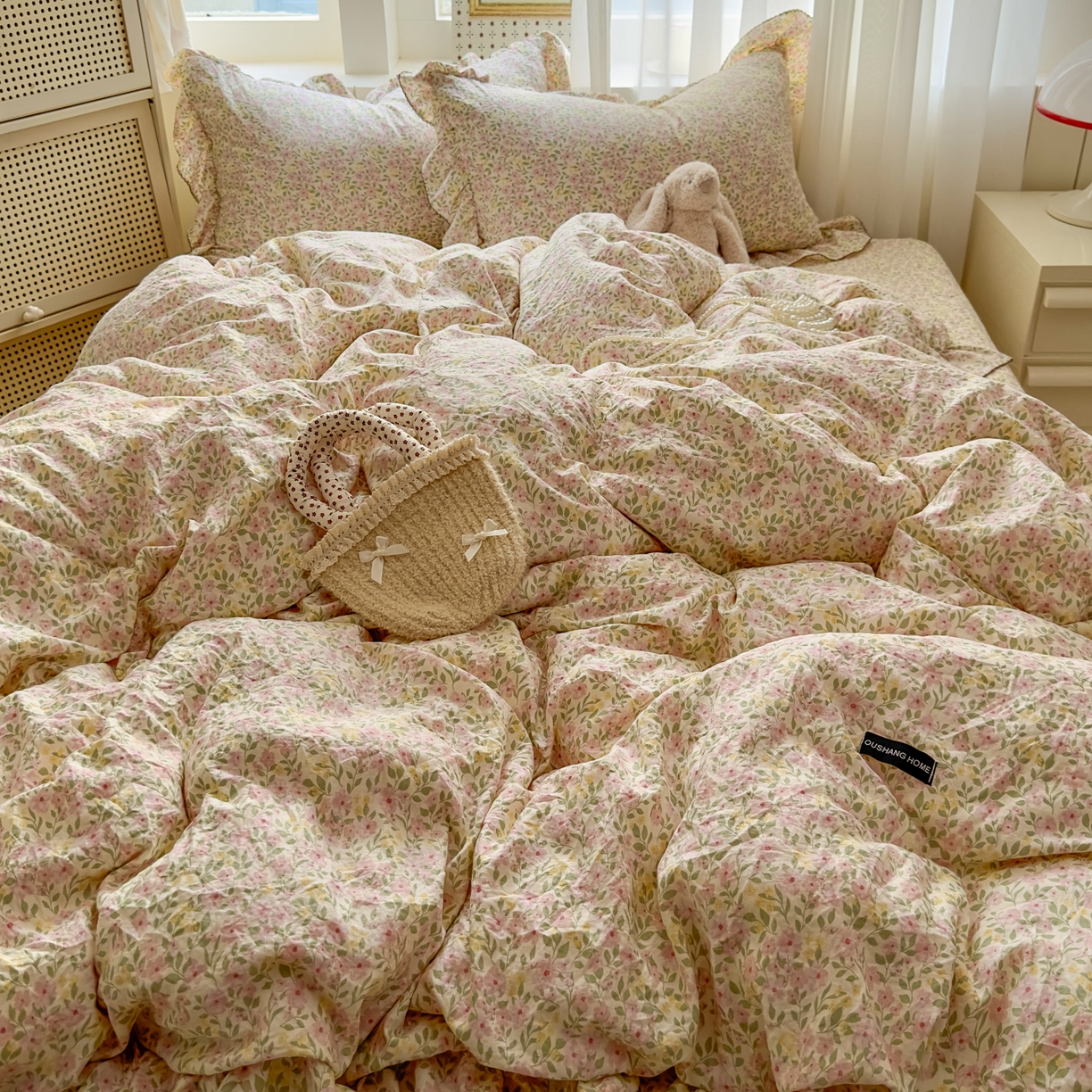 91家纺网 家纺一手货源 找家纺 欧尚 2025新款云柔棉床盖四件套 花落