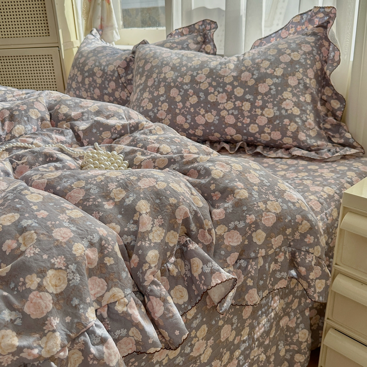 91家纺网 家纺一手货源 找家纺 欧尚 2025新款云柔棉床盖四件套 香漫