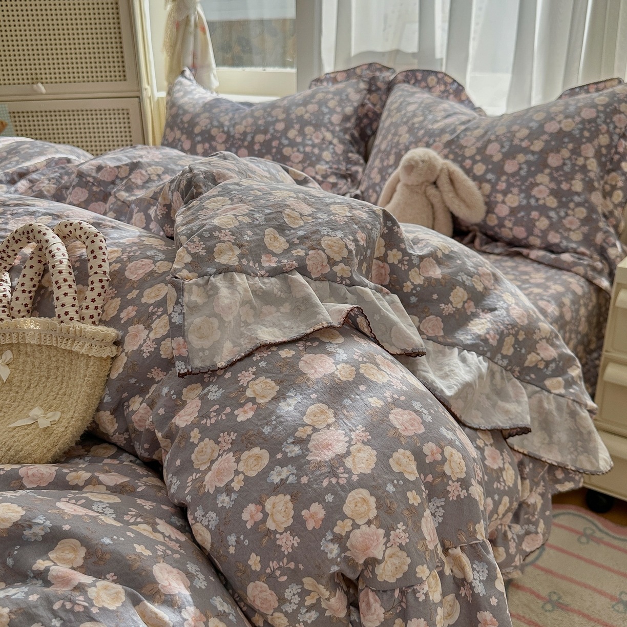 91家纺网 家纺一手货源 找家纺 欧尚 2025新款云柔棉床盖四件套 香漫