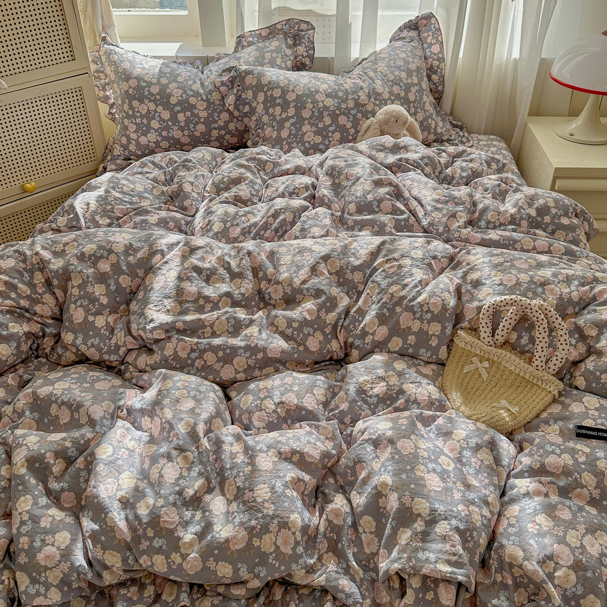 91家纺网 家纺一手货源 找家纺 欧尚 2025新款云柔棉床盖四件套 香漫