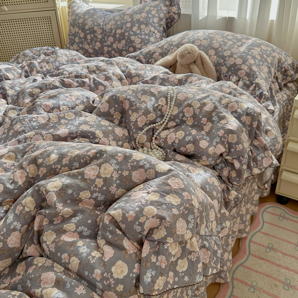 91家纺网 家纺一手货源 找家纺 欧尚 2025新款云柔棉床盖四件套 香漫