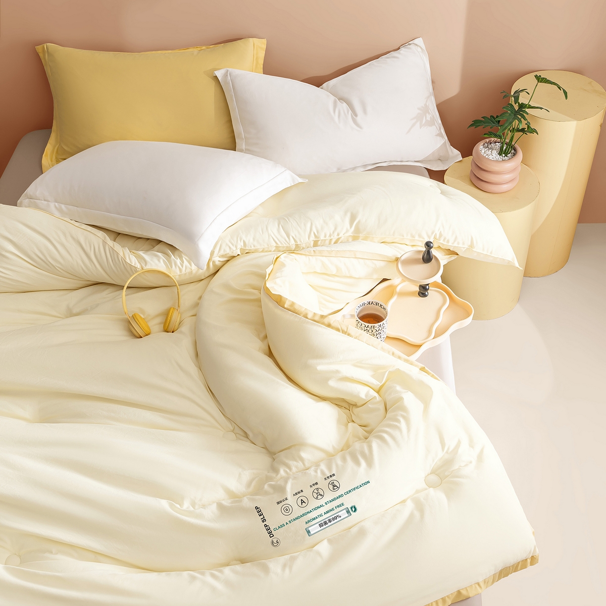 91家纺网 家纺一手货源 找家纺 品乐家纺 2025新款飞边大豆被烫画冬被被子被芯冬被 珍珠白