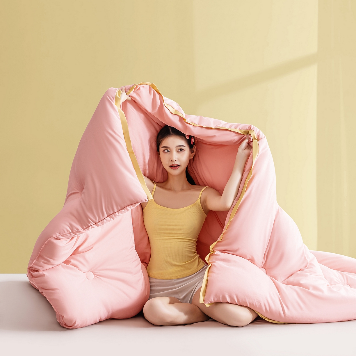 91家纺网 家纺一手货源 找家纺 品乐家纺 2025新款飞边大豆被烫画冬被被子被芯冬被 珍珠粉