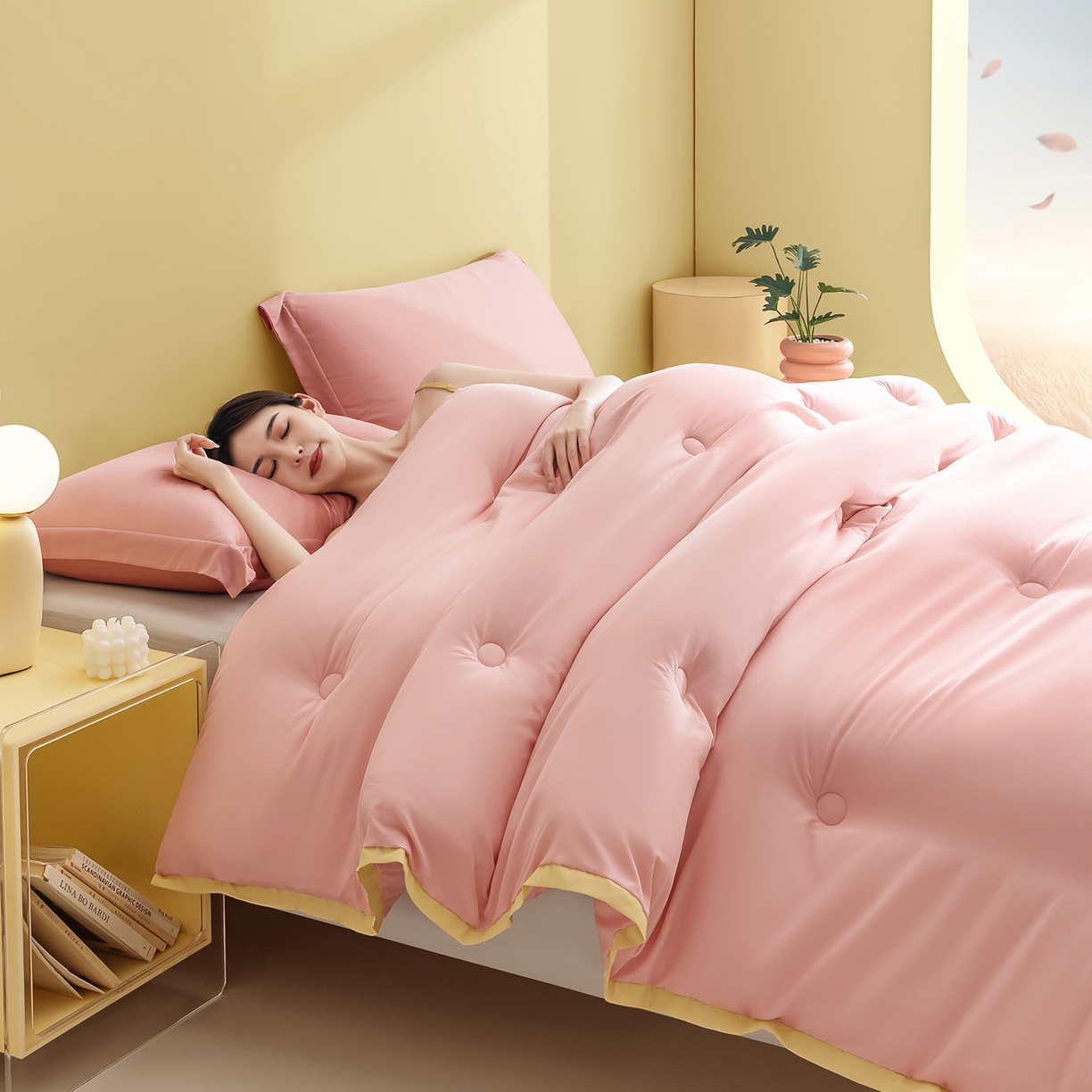 91家纺网 家纺一手货源 找家纺 品乐家纺 2025新款飞边大豆被烫画冬被被子被芯冬被 珍珠粉