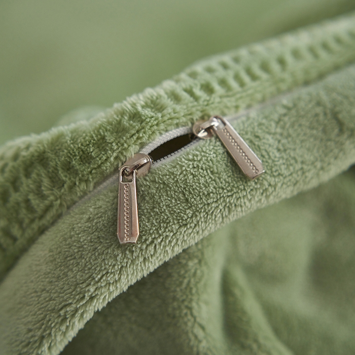 91家纺网 家纺一手货源 找家纺 眠博士 2025新款华夫格剪花牛奶绒加厚保暖四件套 华夫格剪花-苹果绿