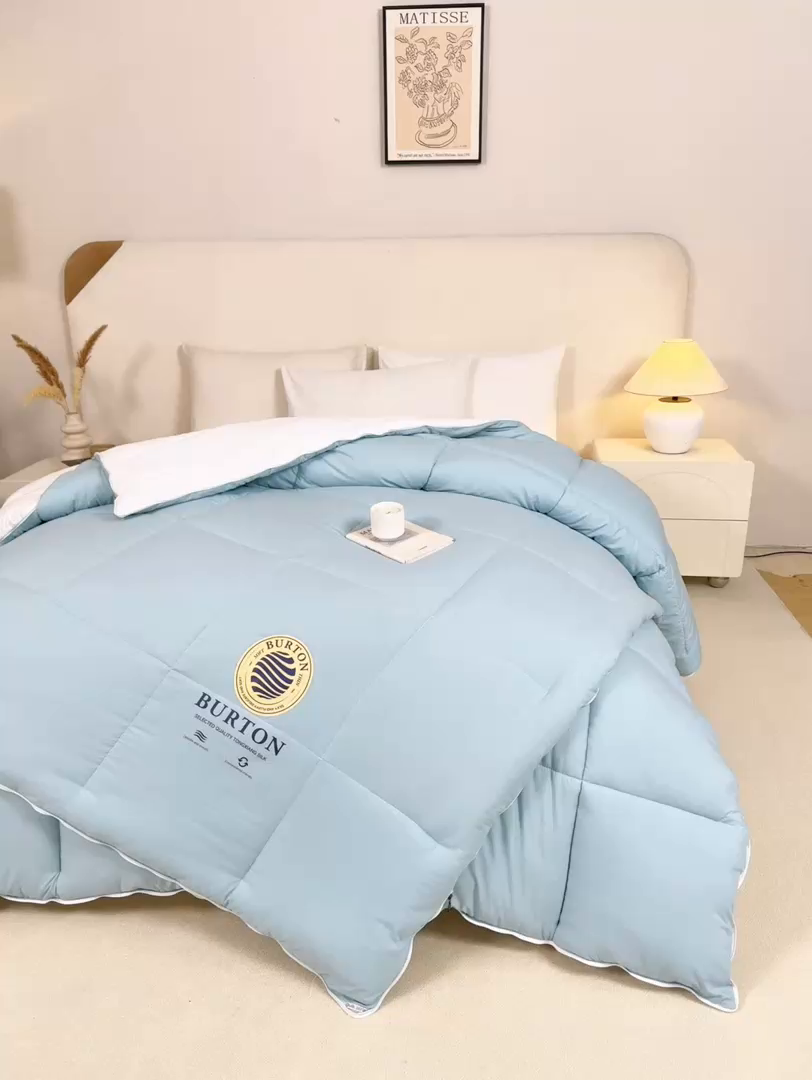 91家纺网 家纺一手货源 找家纺 品乐家纺 2025新款亲肤速暖大豆子母被被子被芯冬被 莫奈绿