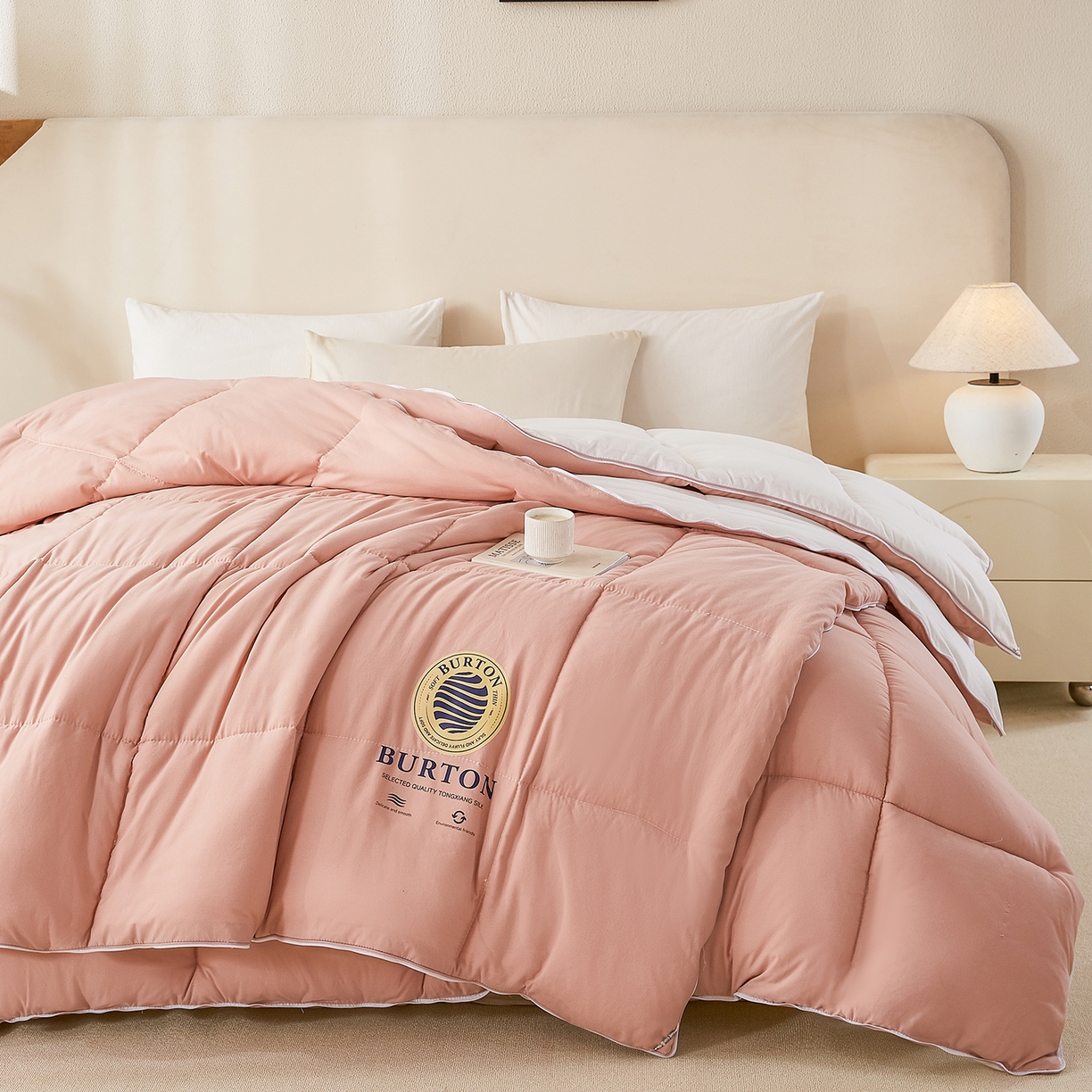 91家纺网 家纺一手货源 找家纺 品乐家纺 2025新款亲肤速暖大豆子母被被子被芯冬被 香蜜玉