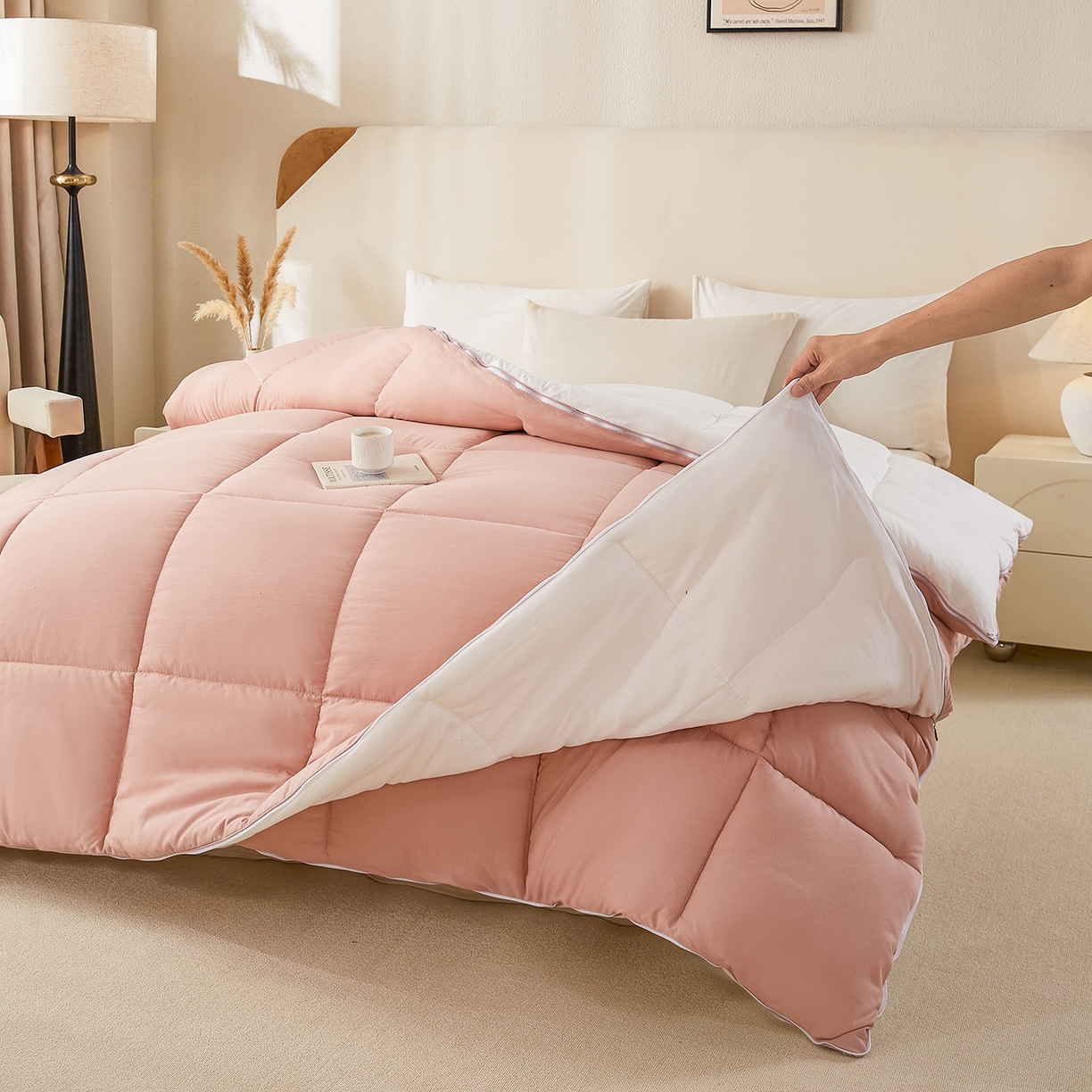 91家纺网 家纺一手货源 找家纺 品乐家纺 2025新款亲肤速暖大豆子母被被子被芯冬被 香蜜玉