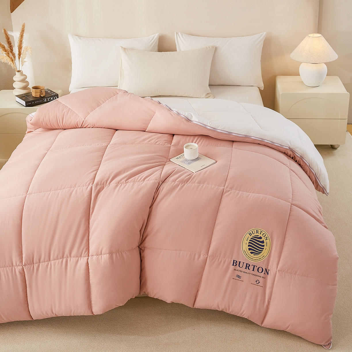 91家纺网 家纺一手货源 找家纺 品乐家纺 2025新款亲肤速暖大豆子母被被子被芯冬被 香蜜玉