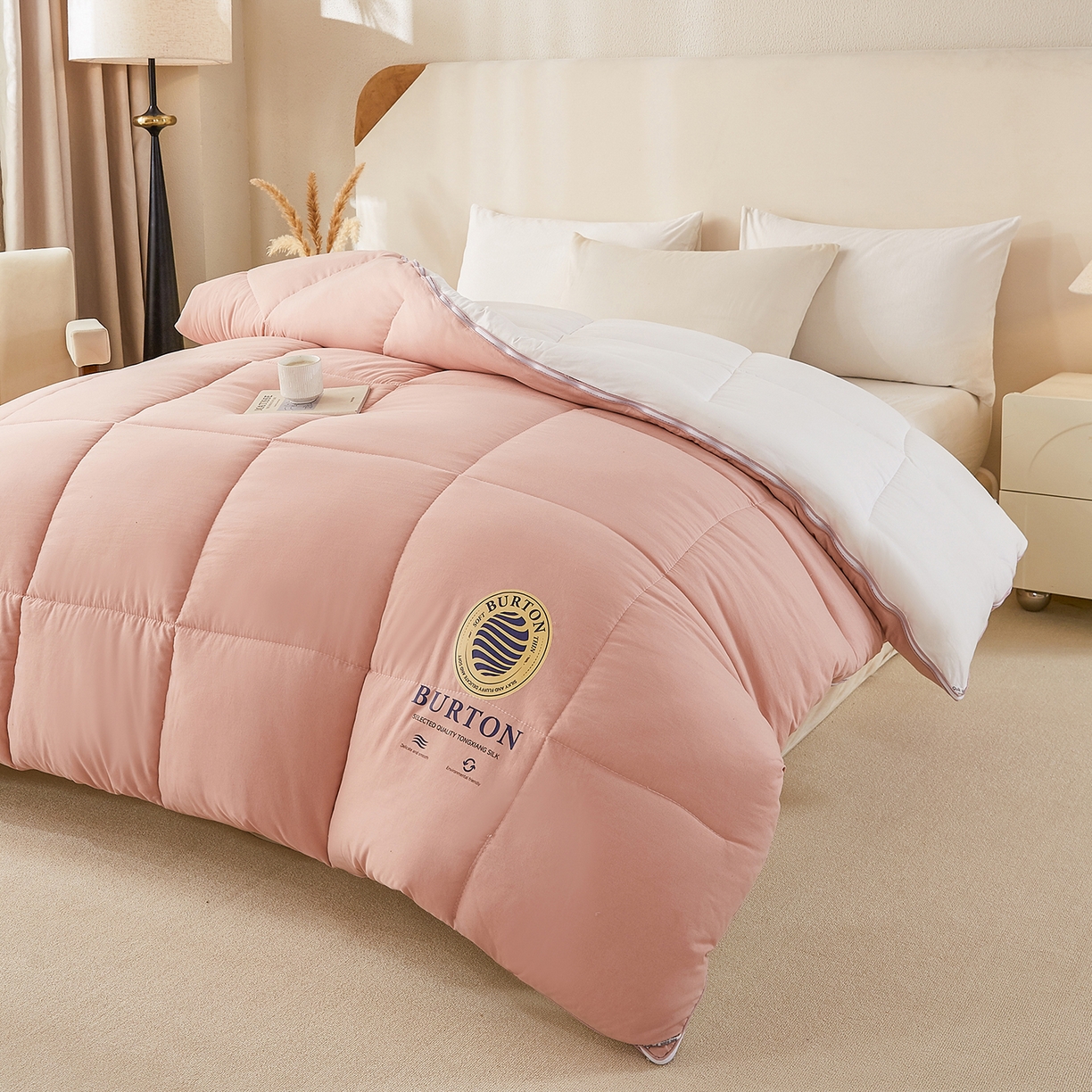 91家纺网 家纺一手货源 找家纺 品乐家纺 2025新款亲肤速暖大豆子母被被子被芯冬被 香蜜玉