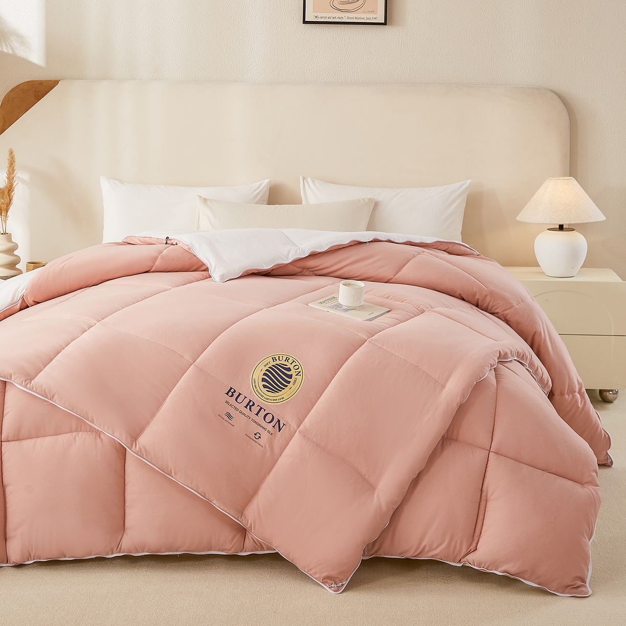 91家纺网 家纺一手货源 找家纺 品乐家纺 2025新款亲肤速暖大豆子母被被子被芯冬被 香蜜玉