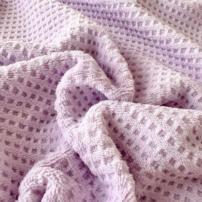 91家纺网 家纺一手货源 找家纺 眠博士 2025新款A类华夫格剪花牛奶绒床单多功能盖毯 剪花床单-紫色