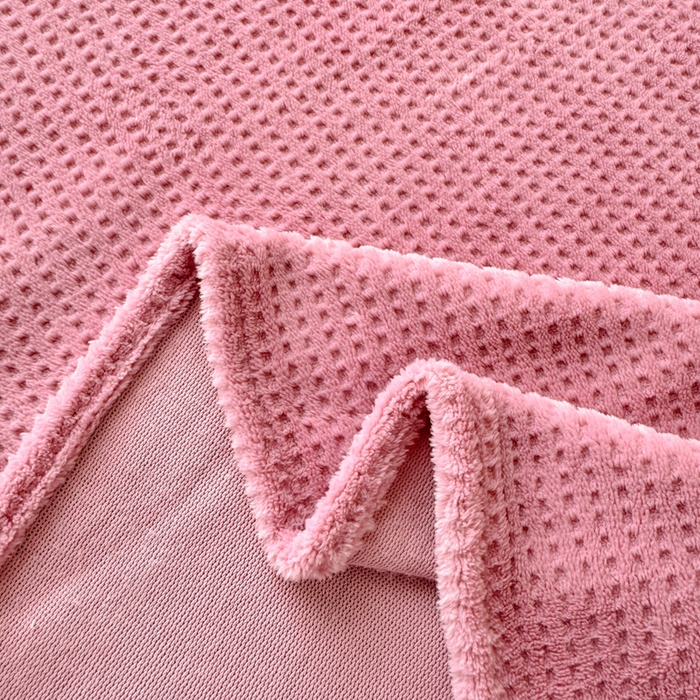 91家纺网 家纺一手货源 找家纺 眠博士 2025新款A类华夫格剪花牛奶绒床单多功能盖毯 剪花床单-豆沙