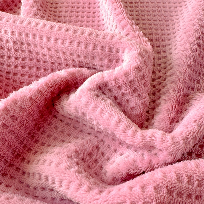 91家纺网 家纺一手货源 找家纺 眠博士 2025新款A类华夫格剪花牛奶绒床单多功能盖毯 剪花床单-豆沙