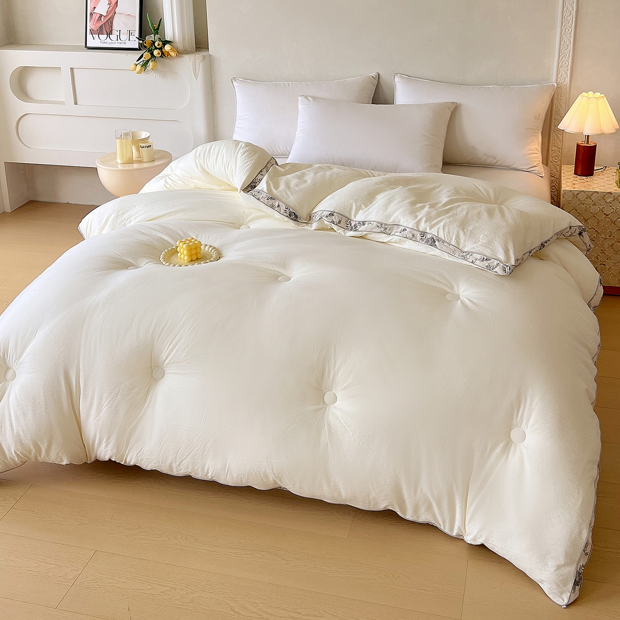 91家纺网 家纺一手货源 找家纺 （总）品乐家纺 2025新款立体花双边大豆被被子被芯