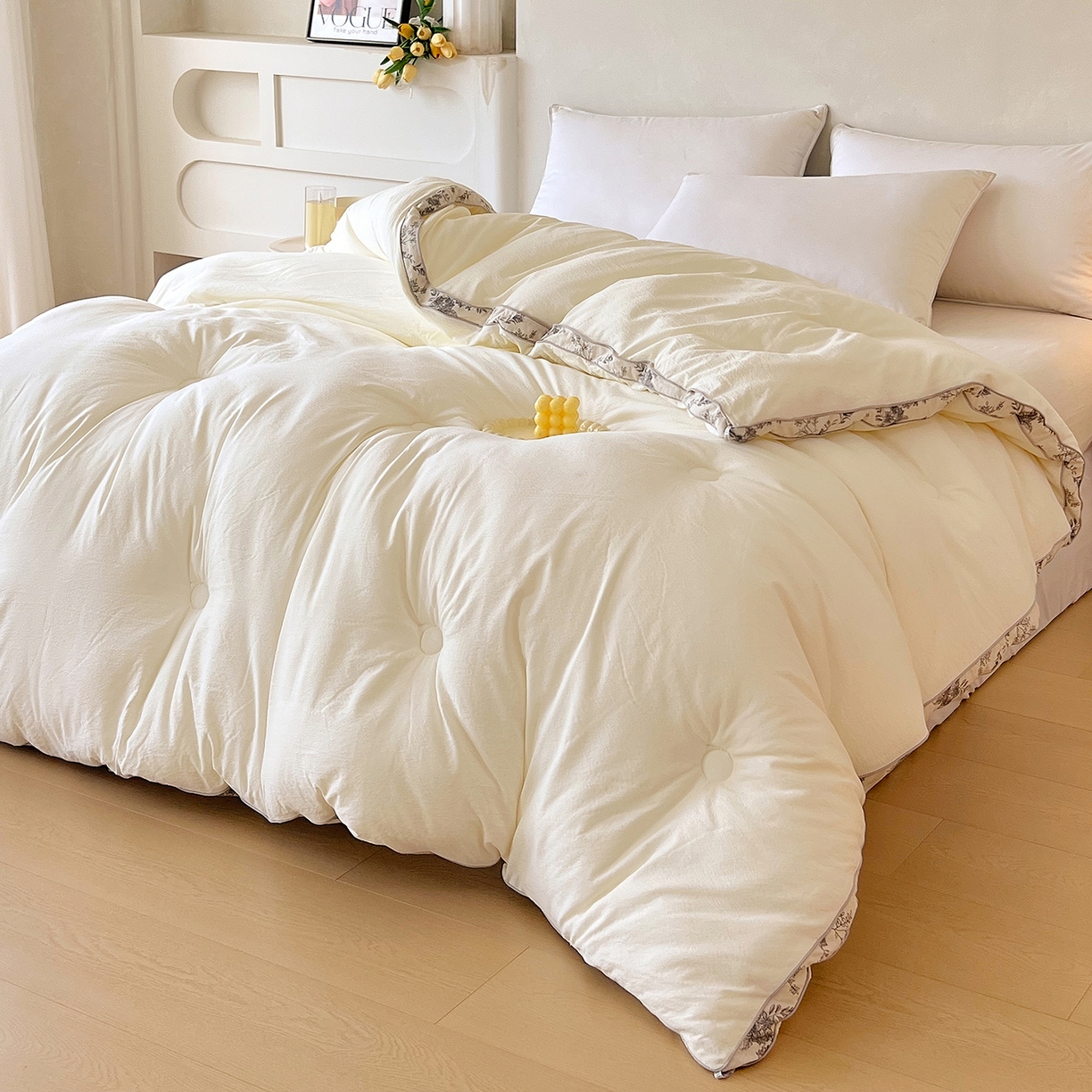 91家纺网 家纺一手货源 找家纺 （总）品乐家纺 2025新款立体花双边大豆被被子被芯