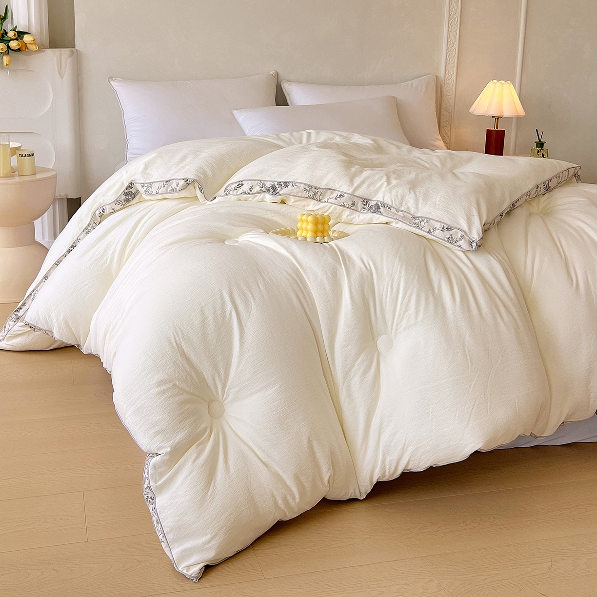 91家纺网 家纺一手货源 找家纺 （总）品乐家纺 2025新款立体花双边大豆被被子被芯