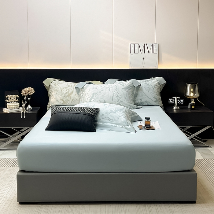 91家纺网 家纺一手货源 找家纺 2025新款直播爆款A类100支长绒棉夹棉床盖床笠四件套全棉纯棉床单加厚高端重工刺绣四季款床上用品 时漫-月石绿