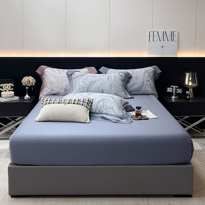 91家纺网 家纺一手货源 找家纺 2025新款直播爆款A类100支长绒棉夹棉床盖床笠四件套全棉纯棉床单加厚高端重工刺绣四季款床上用品 时漫-雾都蓝