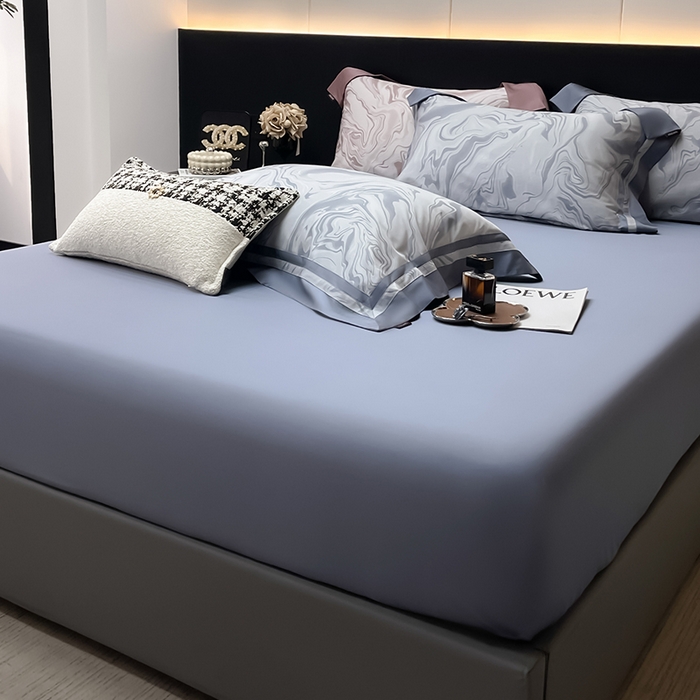 91家纺网 家纺一手货源 找家纺 2025新款直播爆款A类100支长绒棉夹棉床盖床笠四件套全棉纯棉床单加厚高端重工刺绣四季款床上用品 时漫-雾都蓝