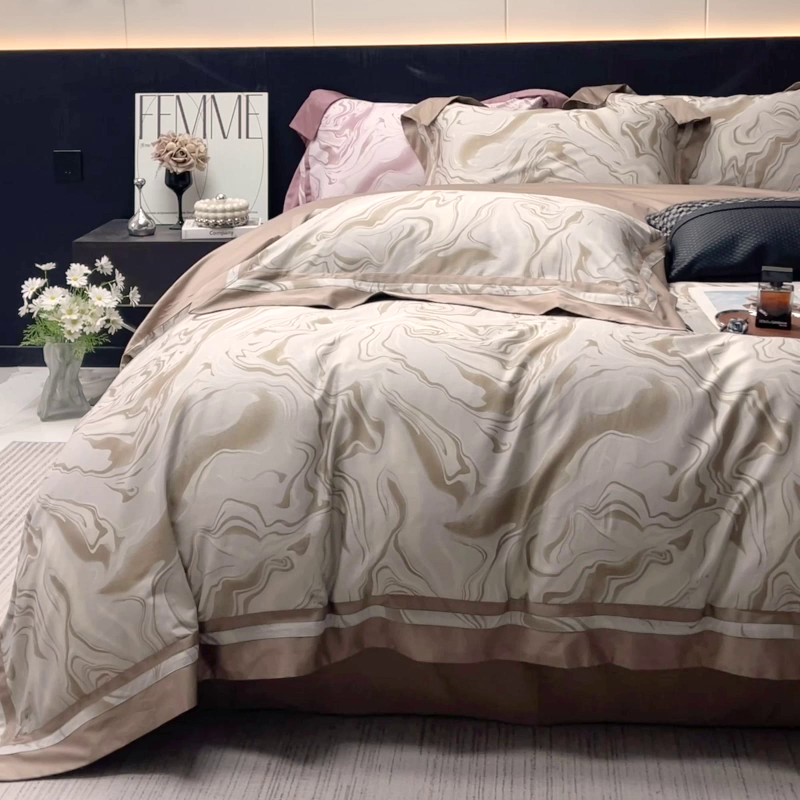 91家纺网 家纺一手货源 找家纺 2025新款直播爆款A类100支长绒棉夹棉床盖床笠四件套全棉纯棉床单加厚高端重工刺绣四季款床上用品 时漫-莉诺咖