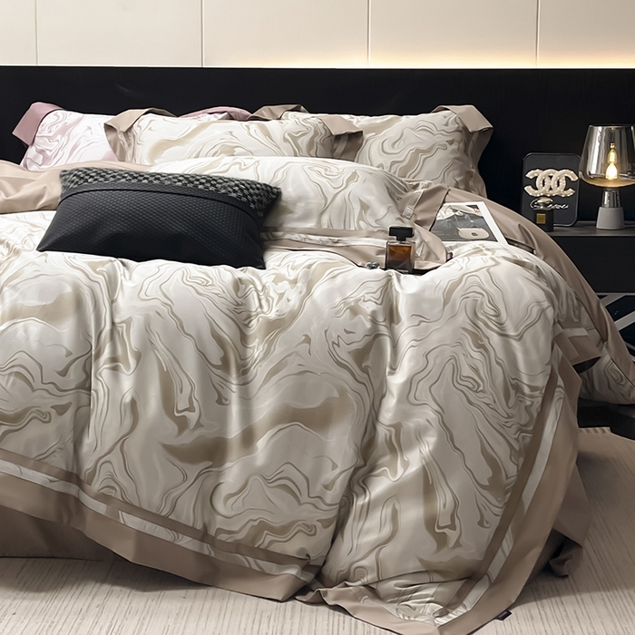 91家纺网 家纺一手货源 找家纺 2025新款高端轻奢A类母婴级长绒棉全工艺刺绣四件套纯棉全棉高端秋冬爆款床上用品 时漫-莉诺咖