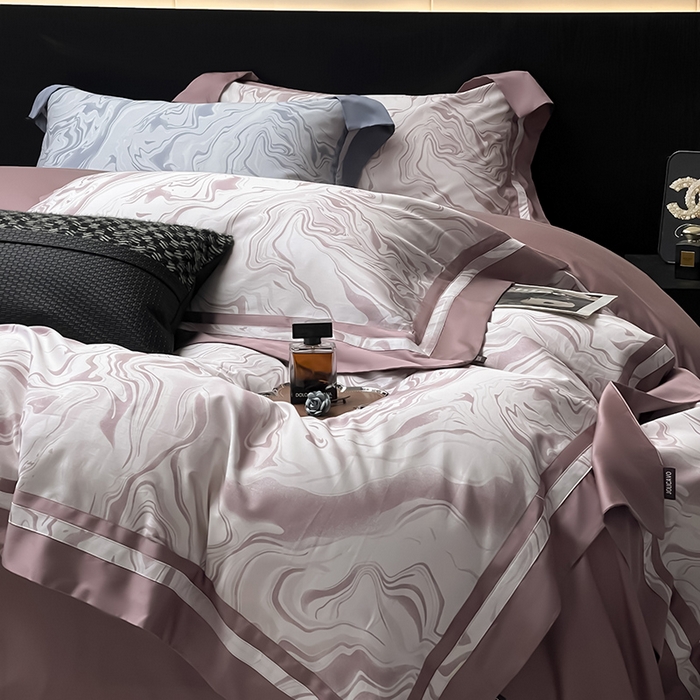 91家纺网 家纺一手货源 找家纺 2025新款高端轻奢A类母婴级长绒棉全工艺刺绣四件套纯棉全棉高端秋冬爆款床上用品 时漫-温妮粉