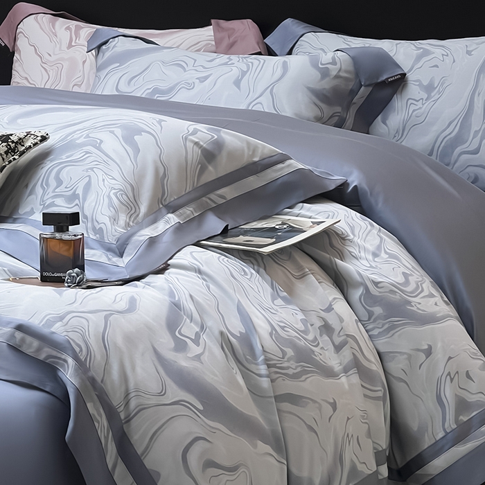 91家纺网 家纺一手货源 找家纺 2025新款高端轻奢A类母婴级长绒棉全工艺刺绣四件套纯棉全棉高端秋冬爆款床上用品 时漫-雾都蓝