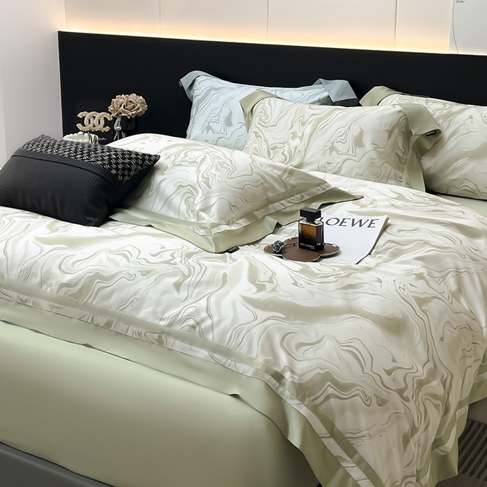 91家纺网 家纺一手货源 找家纺 2025新款高端轻奢A类母婴级长绒棉全工艺刺绣四件套纯棉全棉高端秋冬爆款床上用品 时漫-叶繁绿