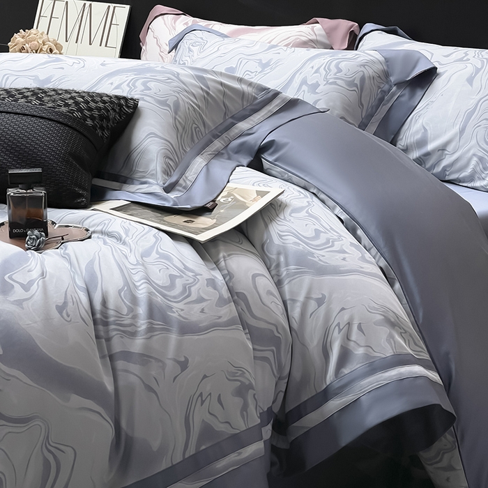 91家纺网 家纺一手货源 找家纺 2025新款高端轻奢A类母婴级长绒棉全工艺刺绣四件套纯棉全棉高端秋冬爆款床上用品 时漫-雾都蓝