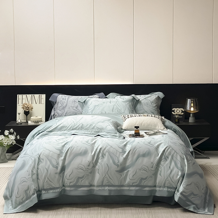 91家纺网 家纺一手货源 找家纺 2025新款高端轻奢A类母婴级长绒棉全工艺刺绣四件套纯棉全棉高端秋冬爆款床上用品 时漫-月石绿