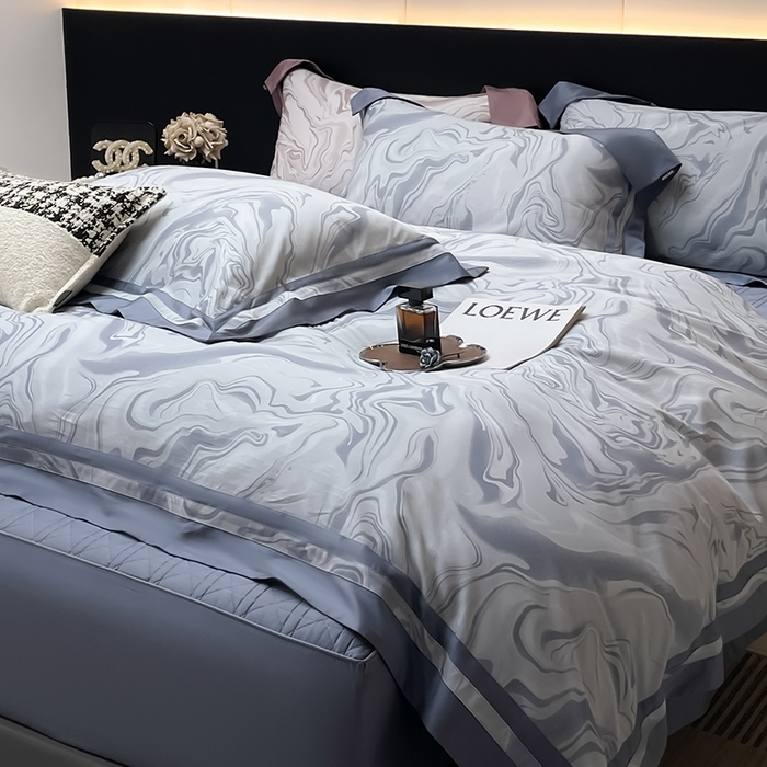 2025新款高端轻奢A类母婴级长绒棉全工艺刺绣四件套纯棉全棉高端秋冬爆款床上用品 时漫-雾都蓝