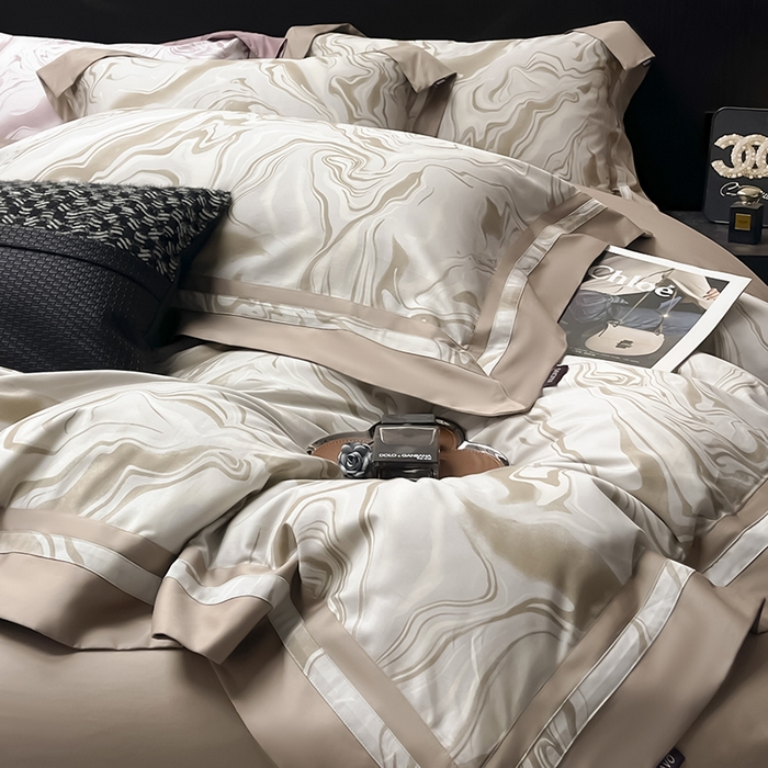 91家纺网 家纺一手货源 找家纺 2025新款高端A类长绒棉夹棉床盖床笠四件套全棉纯棉纯色绗绣四季款保护罩高级感床上用品 时漫-莉诺咖