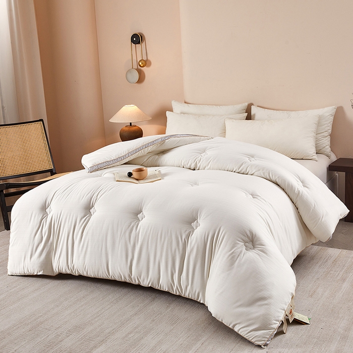 91家纺网 家纺一手货源 找家纺 罗布斯 2025新款A类立体提花大豆被被子被芯二合一子母被学生宿舍夏被空调被夏凉被春秋被直播冬被【含买家秀】 优雅白