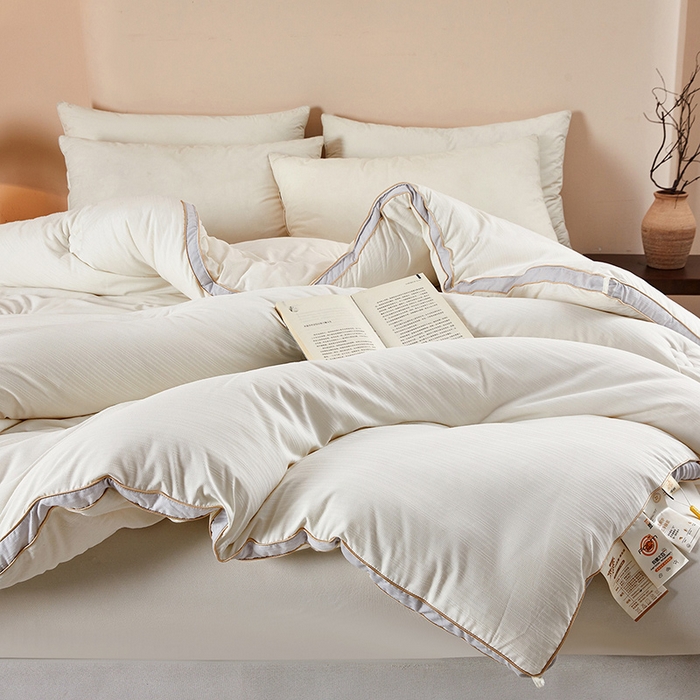 91家纺网 家纺一手货源 找家纺 罗布斯 2025新款A类立体提花大豆被被子被芯二合一子母被学生宿舍夏被空调被夏凉被春秋被直播冬被【含买家秀】 优雅白