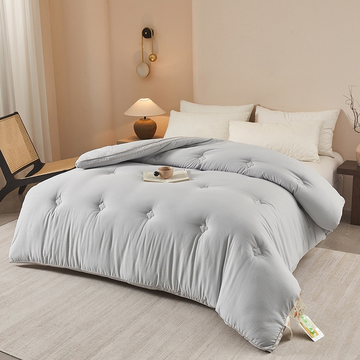 91家纺网 家纺一手货源 找家纺 罗布斯 2025新款A类立体提花大豆被被子被芯二合一子母被学生宿舍夏被空调被夏凉被春秋被直播冬被【含买家秀】 星辰灰