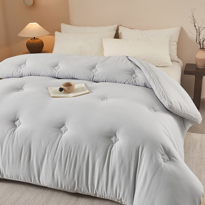 91家纺网 家纺一手货源 找家纺 罗布斯 2025新款A类立体提花大豆被被子被芯二合一子母被学生宿舍夏被空调被夏凉被春秋被直播冬被【含买家秀】 星辰灰