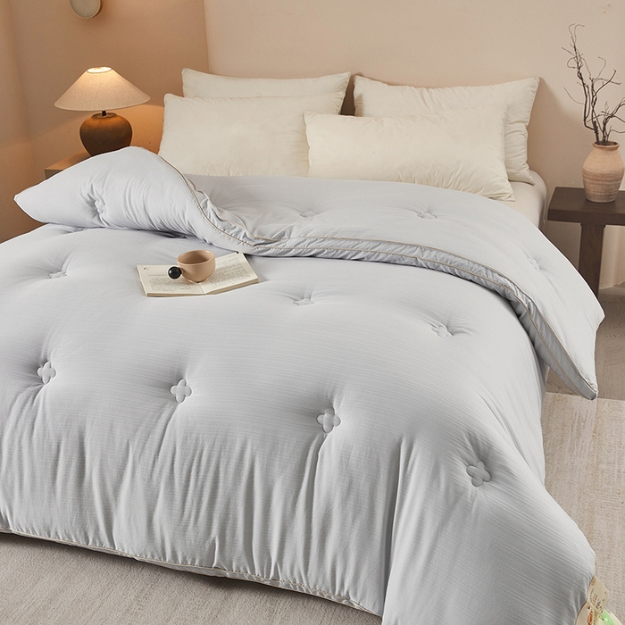 91家纺网 家纺一手货源 找家纺 罗布斯 2025新款A类立体提花大豆被被子被芯二合一子母被学生宿舍夏被空调被夏凉被春秋被直播冬被【含买家秀】 星辰灰