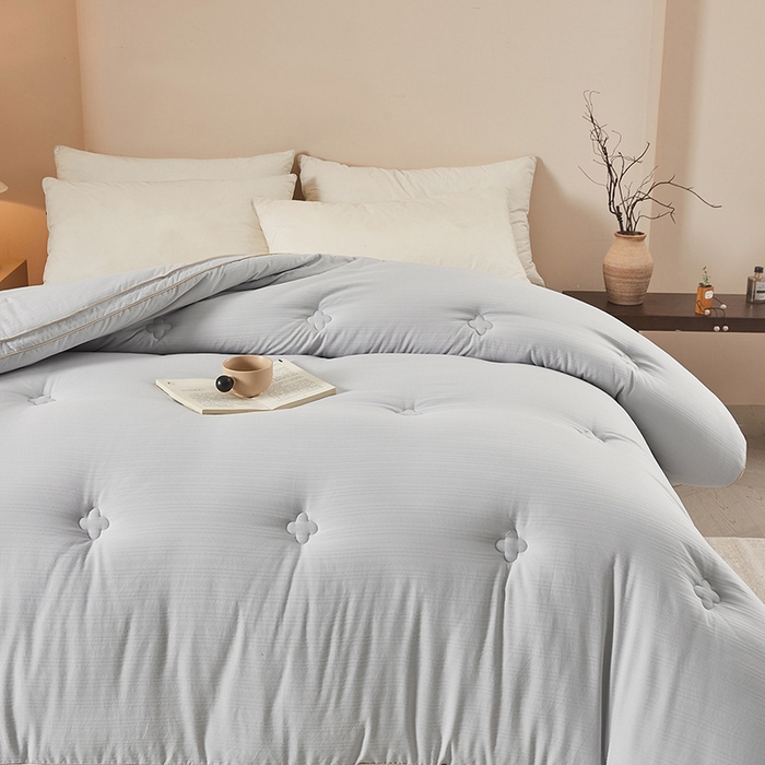 91家纺网 家纺一手货源 找家纺 罗布斯 2025新款A类立体提花大豆被被子被芯二合一子母被学生宿舍夏被空调被夏凉被春秋被直播冬被【含买家秀】 星辰灰