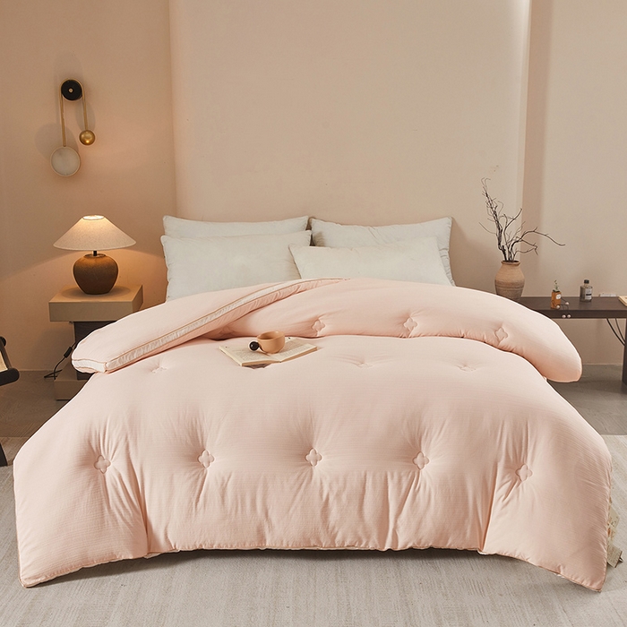 91家纺网 家纺一手货源 找家纺 罗布斯 2025新款A类立体提花大豆被被子被芯二合一子母被学生宿舍夏被空调被夏凉被春秋被直播冬被【含买家秀】 胭脂玉