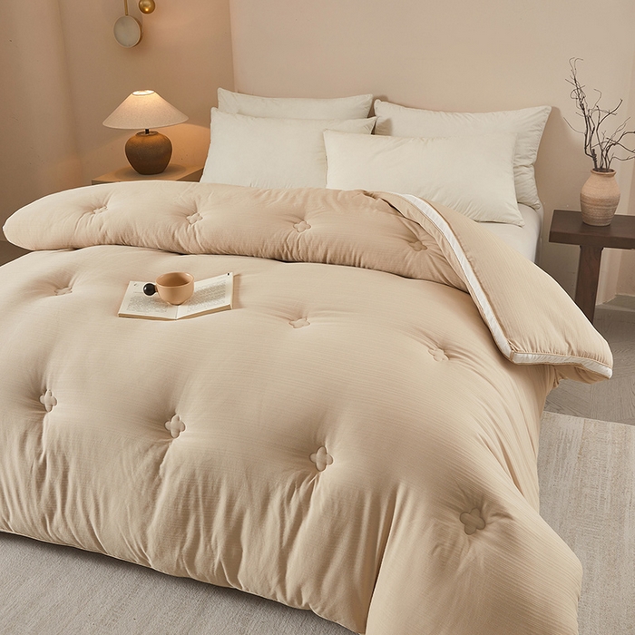 91家纺网 家纺一手货源 找家纺 罗布斯 2025新款A类立体提花大豆被被子被芯二合一子母被学生宿舍夏被空调被夏凉被春秋被直播冬被【含买家秀】 香槟咖