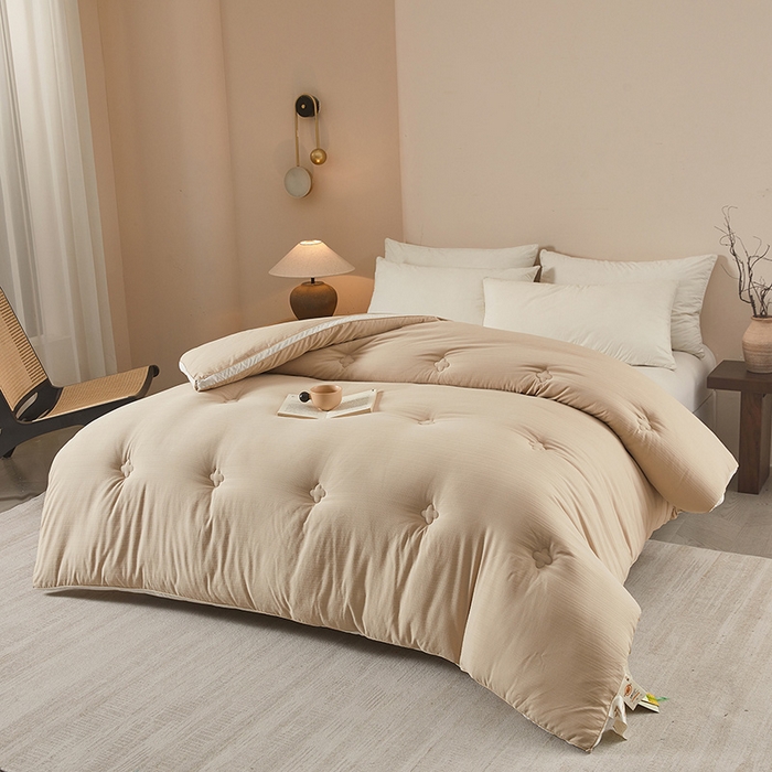 91家纺网 家纺一手货源 找家纺 罗布斯 2025新款A类立体提花大豆被被子被芯二合一子母被学生宿舍夏被空调被夏凉被春秋被直播冬被【含买家秀】 香槟咖