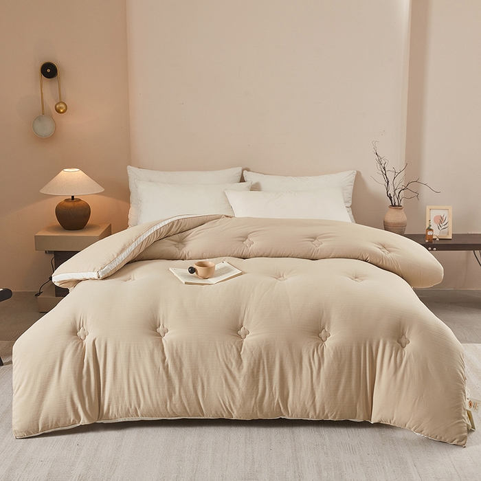 91家纺网 家纺一手货源 找家纺 罗布斯 2025新款A类立体提花大豆被被子被芯二合一子母被学生宿舍夏被空调被夏凉被春秋被直播冬被【含买家秀】 香槟咖