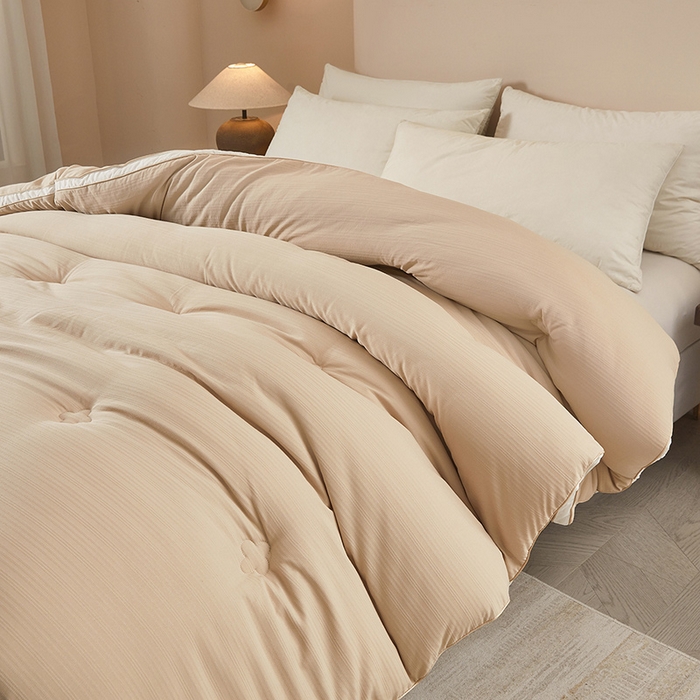 91家纺网 家纺一手货源 找家纺 罗布斯 2025新款A类立体提花大豆被被子被芯二合一子母被学生宿舍夏被空调被夏凉被春秋被直播冬被【含买家秀】 香槟咖