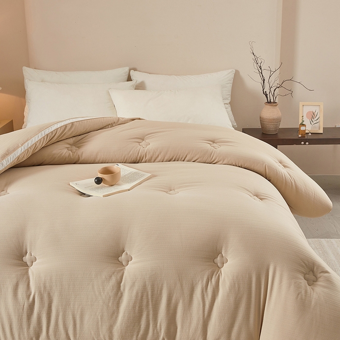 91家纺网 家纺一手货源 找家纺 罗布斯 2025新款A类立体提花大豆被被子被芯二合一子母被学生宿舍夏被空调被夏凉被春秋被直播冬被【含买家秀】 香槟咖