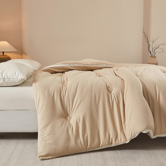 91家纺网 家纺一手货源 找家纺 罗布斯 2025新款A类立体提花大豆被被子被芯二合一子母被学生宿舍夏被空调被夏凉被春秋被直播冬被【含买家秀】 香槟咖