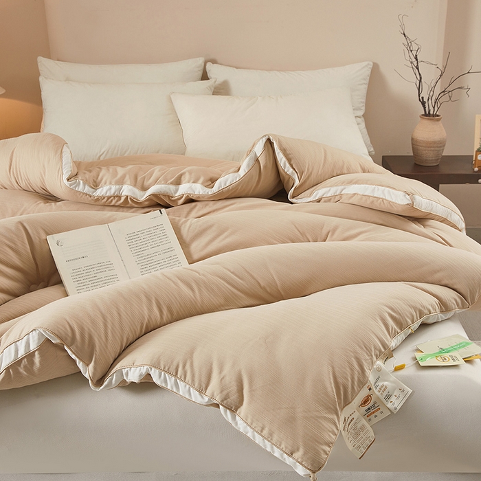 91家纺网 家纺一手货源 找家纺 罗布斯 2025新款A类立体提花大豆被被子被芯二合一子母被学生宿舍夏被空调被夏凉被春秋被直播冬被【含买家秀】 香槟咖